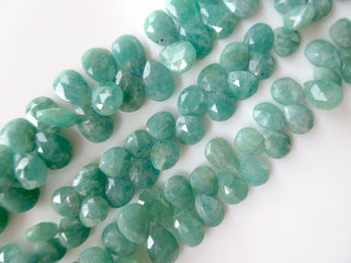 Natural Green Amazonite Heart Shaped Faceted Briolette Gemstone Beads 9mm To 12mm 4/8 inch for Jewelry, GDS925