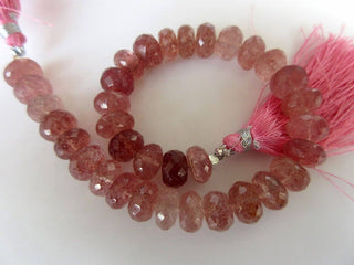 7mm To 8mm/9mm Natural Pink Strawberry Quartz Faceted Rondelle Beads, Pink Strawberry Cherry Quartz Jewelry, GDS929