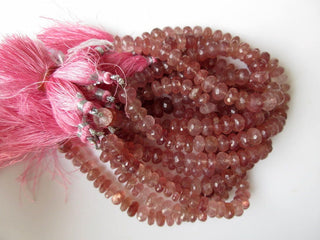 7mm To 8mm/9mm Natural Pink Strawberry Quartz Faceted Rondelle Beads, Pink Strawberry Cherry Quartz Jewelry, GDS929