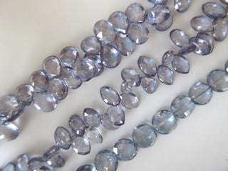 Natural Quartz Crystal Iolite Color Faceted Pear Briolette Beads, 10mm To 13mm And 10mm to 14mm Beads, Coated Quartz Crystal Jewelry, GDS932