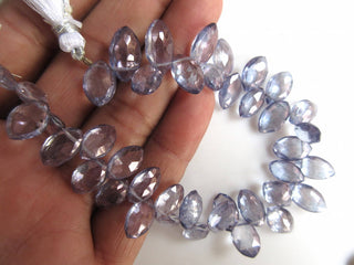 Natural Quartz Crystal Iolite Color Faceted Marquise Briolette Beads, 11mm To 13mm Beads, Coated Quartz Crystal Jewelry, GDS931