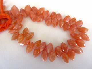 Natural Orange Moonstone Marquise Shaped Briolette Beads, 9mm To 14mm Beads, 8 Inch Strand, Moonstone Jewelry, GDS940