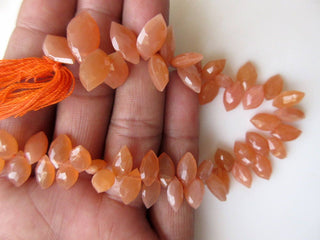 Natural Orange Moonstone Marquise Shaped Briolette Beads, 9mm To 14mm Beads, 8 Inch Strand, Moonstone Jewelry, GDS940