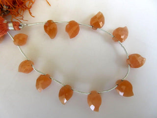 Natural Rare Orange Moonstone Leaf Shaped Paisley Shaped Faceted Briolette Beads, 9mm To 13mm Beads, Orange Moonstone Jewelry, GDS941