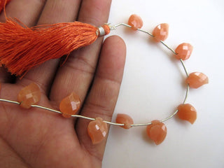 Natural Rare Orange Moonstone Leaf Shaped Paisley Shaped Faceted Briolette Beads, 9mm To 13mm Beads, Orange Moonstone Jewelry, GDS941