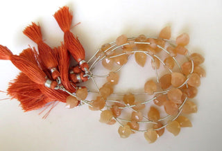 Natural Rare Orange Moonstone Leaf Shaped Paisley Shaped Faceted Briolette Beads, 9mm To 13mm Beads, Orange Moonstone Jewelry, GDS941