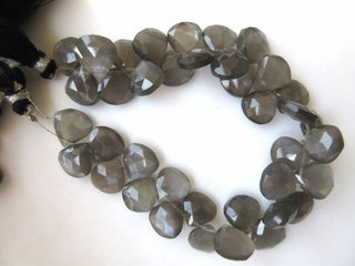 Natural Grey Moonstone Heart Shaped Faceted Briolette Beads, 12mm To 14mm And 8mm To 12mm Beads, Grey Moonstone Jewelry, GDS945
