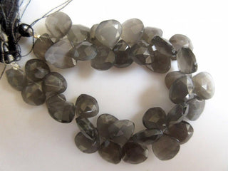 Natural Grey Moonstone Heart Shaped Faceted Briolette Beads, 12mm To 14mm And 8mm To 12mm Beads, Grey Moonstone Jewelry, GDS945