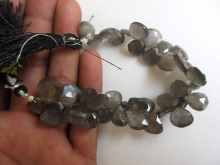 Natural Grey Moonstone Heart Shaped Faceted Briolette Beads, 12mm To 14mm And 8mm To 12mm Beads, Grey Moonstone Jewelry, GDS945