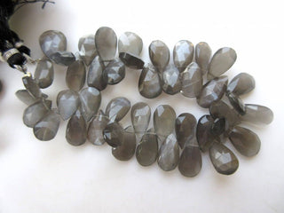 Natural AAA Grey Moonstone Pear Shaped Faceted Briolette Beads, 14mm To 17mm And 12mm To 16mm Beads, Grey Moonstone Jewelry, GDS946