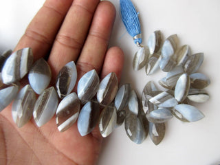 AAA Natural Blue Grey Bi Color Opal Faceted Marquise Shaped Briolette Beads, 16mm To 22mm And 21mm To 25mm Beads, Blue Opal Jewelry, GDS949