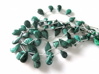 Rare Natural Malachite Faceted Pear Shaped Briolette Beads, Malachite Gemstones, 8x12mm To 19x11mm Beads, Malachite Jewelry, GDS956