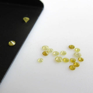 20 Pieces 1mm/1.5mm To 2.5mm Yellow Brilliant Cut Faceted Round Shaped Diamonds Loose, Natural Yellow Solitaire Diamonds, DDS496/2