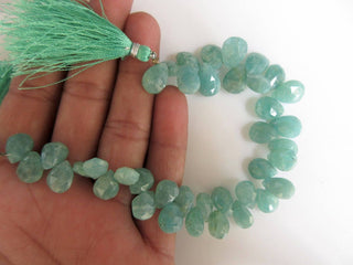 Natural Green Amazonite Pear Shaped Faceted Briolette Beads, 11mm To 13mm And 13mm To 17mm Beads, Green Amazonite Jewelry, GDS926