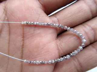 OOAK Rare 3 Inches Of 2mm to 3mm Faceted Round Ball Shaped Pink Purple Diamond Beads, Natural Pink Diamond Beads, Dds499