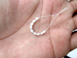 1.00 Carat Tiny 3mm To 4mm Raw Rough White Diamond Oval Tumbles Beads, Natural Uncut Loose White Diamond, DDS454/7