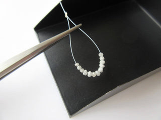 1 Carat Tiny 1mm To 2mm Raw Rough White Diamond Drilled Round Rondelle Beads, Natural Uncut Loose White Diamond, DDS456/6