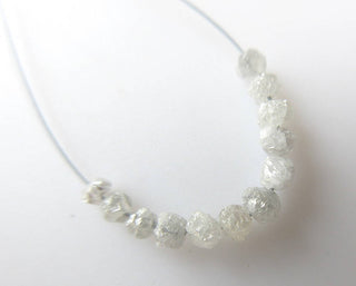 1 Carat Tiny 1mm To 2mm Raw Rough White Diamond Drilled Round Rondelle Beads, Natural Uncut Loose White Diamond, DDS456/6