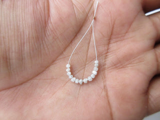 1 Carat Tiny 1mm To 2mm Raw Rough White Diamond Drilled Round Rondelle Beads, Natural Uncut Loose White Diamond, DDS456/6