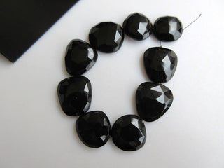 5 Pieces 15mm To 18mm Each Black Onyx Center Side Drilled Faceted Rose Cut Flat Back Loose Cabochons GDS869