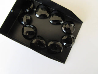 5 Pieces 15mm To 18mm Each Black Onyx Center Side Drilled Faceted Rose Cut Flat Back Loose Cabochons GDS869