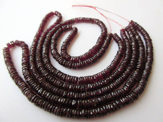 Garnet Faceted Round Heishi Beads, Faceted Tyre Beads, Natural Garnet Rondelle Beads, 16 Inch 5mm Beads, GDS880