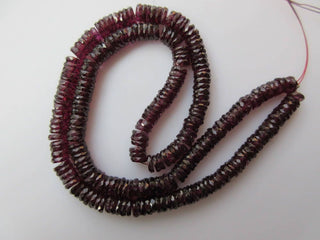 Garnet Faceted Round Heishi Beads, Faceted Tyre Beads, Natural Garnet Rondelle Beads, 16 Inch 5mm Beads, GDS880