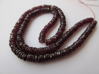 Garnet Faceted Round Heishi Beads, Faceted Tyre Beads, Natural Garnet Rondelle Beads, 16 Inch 5mm Beads, GDS880