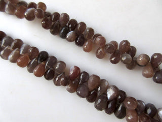 Natural Rare Chocolate Brown Moonstone Faceted Tear Drop Briolette Beads, 10mm And 11mm Beads, Brown Moonstone Jewelry, GDS962