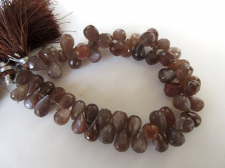 Natural Rare Chocolate Brown Moonstone Faceted Tear Drop Briolette Beads, 10mm And 11mm Beads, Brown Moonstone Jewelry, GDS962