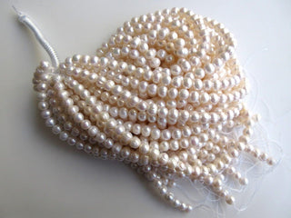 White Fresh Water Pearl Round Beads, Natural Cultured Pearls, High Lustre Loose Pearls, 1 Strand, 15 Inches, 7mm To 8mm Each, SKU-FP32