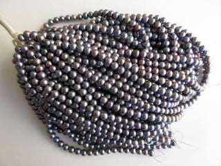 Grey Fresh Water Pearl Round Beads, Natural Cultured Pearls, High Lustre Loose Pearls, 1 Strand, 15 Inches, 5mm To 6mm Each, SKU-FP33