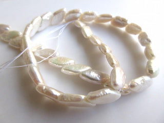 White Fresh Water Flat Marquise Shaped Pearl Beads, High Lustre Fancy Shaped Loose Pearls, 15 Inches, 14mm To 17mm Each, SKU-FP38