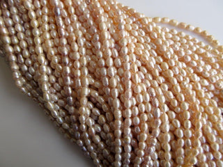 Peach Color Centre Drilled Fresh Water Potato Pearl Beads, High Lustre Fancy Shaped Loose Pearls, 13 Inches, 7mm To 8mm Each, SKU-FP43