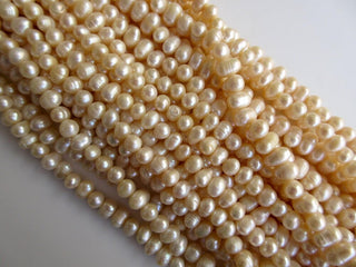 Off White Color Side Drilled Fresh Water Potato Pearl Beads, High Lustre Fancy Shaped Loose Pearls, 15 Inches, 10mm To 12mm Each, SKU-FP44