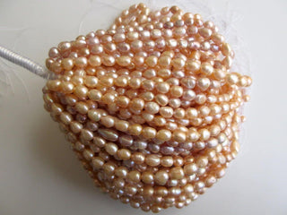 Peach Color Centre Drilled Fresh Water Potato Pearl Beads, High Lustre Fancy Shaped Loose Pearls, 13 Inches, 8mm To 10mm Each, SKU-FP45