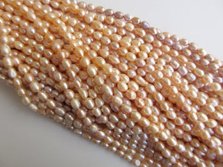 Peach Color Centre Drilled Fresh Water Potato Pearl Beads, High Lustre Fancy Shaped Loose Pearls, 13 Inches, 8mm To 10mm Each, SKU-FP45