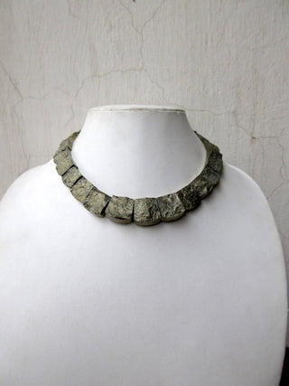 Natural Rare Rw Pyrite Gold Layout Necklace, Bib Necklace, Cleopatra Necklace, Graduated Collar Necklace, 11x10mm To 19x18mm,  GDS980