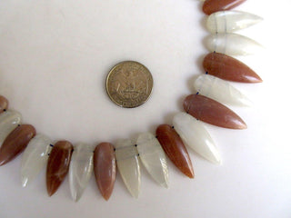 Natural White Peach Moonstone Bib Necklace, Layout Necklace, Cleopatra Necklace, Graduated Collar Necklace, 18x9mm To 33x11mm, GDS973