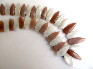 Natural White Peach Moonstone Bib Necklace, Layout Necklace, Cleopatra Necklace, Graduated Collar Necklace, 18x9mm To 33x11mm, GDS973