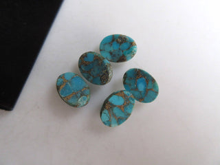 5 Pieces 13mm To 25mm Each Blue Copper Turquoise Doublet Oval Shaped Faceted Flat Back Loose Cabochons GDS1001