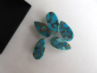 5 Pieces 11mm To 20mm Each Blue Copper Turquoise Doublet Pear Shaped Faceted Flat Back Loose Gemstones GDS1002