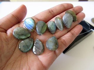 10 Pieces Labradorite Pear Shaped Briolette Beads, 15x20mm Beads, Labradorite Gemstone Beads, DDS886