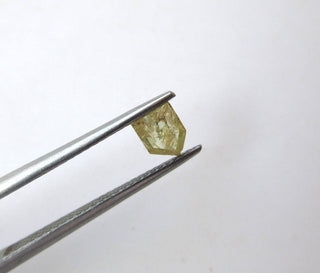 OOAK 0.70CTW/5.5mm Clear Yellow Shield Shaped Rose Cut Diamond Loose Cabochon, Faceted Diamond Rose Cut Cabochon For Ring, DDS515/10