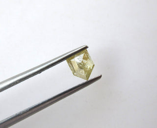 OOAK 0.70CTW/5.5mm Clear Yellow Shield Shaped Rose Cut Diamond Loose Cabochon, Faceted Diamond Rose Cut Cabochon For Ring, DDS515/10