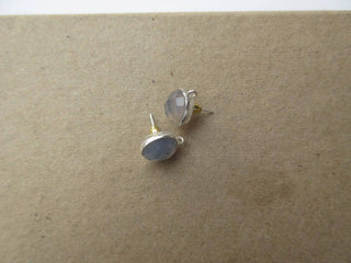 5 Pairs Grey Chalcedony Earring Supplies, Gemstone Stud Earring Component Findings With Bail, Gemstone Jewelry Making Supplies, GDS1041/1