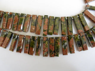 Natural Unakite Long Baguette Shaped Step Cut Side Drilled Faceted Cabochon, Unakite Briolette Beads, Unakite Jewelry, GDS899