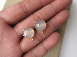 5 Pairs Rose Quartz Earring Supplies, Gemstone Stud Earring Component Findings With Bail, Gemstone Jewelry Making Supplies, GDS1041/6