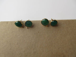 5 Pairs Green Onyx Earring Supplies, Gemstone Stud Earring Component Findings With Bail, Gemstone Jewelry Making Supplies, GDS1041/13