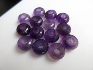 2 Pieces Natural Amethyst Large Hole Gemstone beads, Huge 14mm Purple Amethyst Faceted Rondelle Beads With 5mm Hole/Drill Size, GDS1044/4